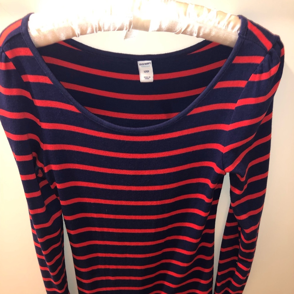 Navy & red striped sweater dress